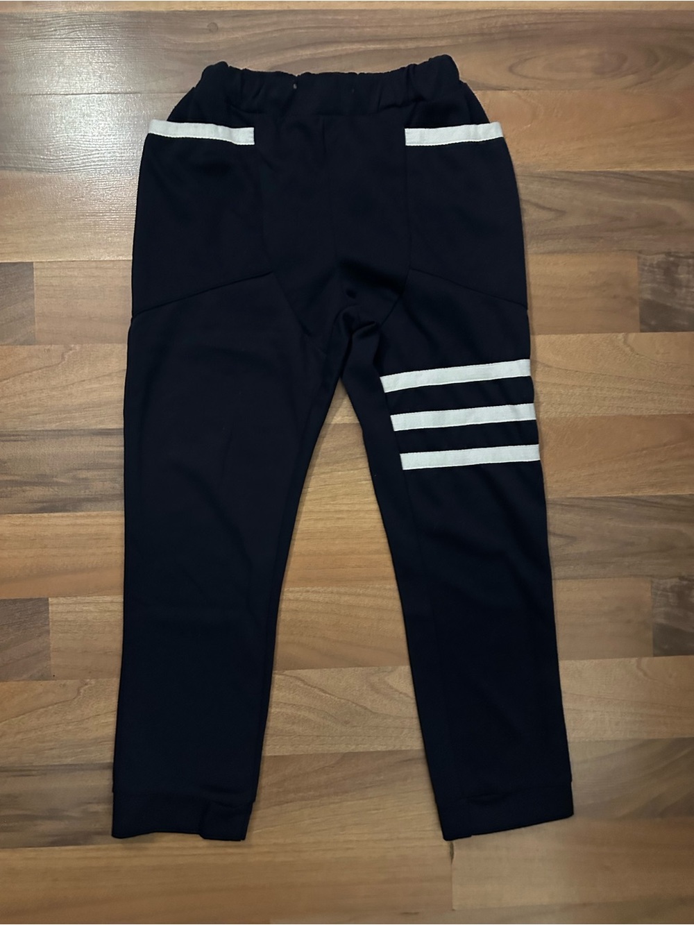 Black Boys' Jogger Pants with White Stripe Details